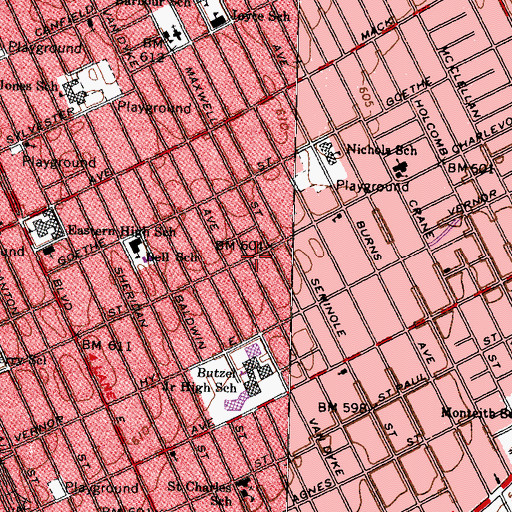 Topographic Map of Greater Rose of Sharon Church of God in Christ, MI