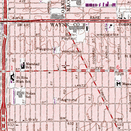 Topographic Map of Greater Rose of Sharon Development Center, MI