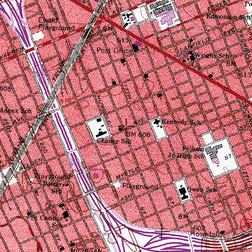 Topographic Map of Greater Saint James Fire Baptized Church of God of the African Methodist Episcopal Church, MI