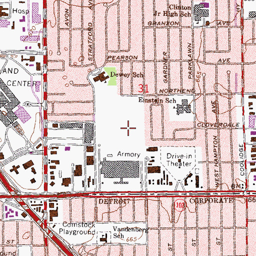 Topographic Map of Green Eight Shopping Center, MI
