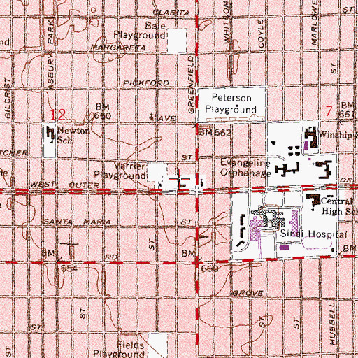 Topographic Map of Greenfield Peace Lutheran School, MI