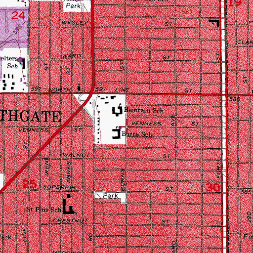 Topographic Map of Grogan Elementary School, MI