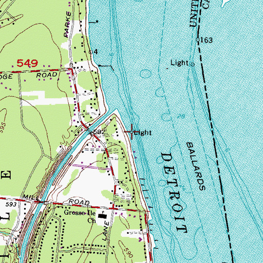 Topographic Map of Grosse Isle North Channel Front Range Lighthouse, MI