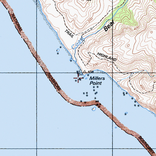 Topographic Map of Millers Point, CA