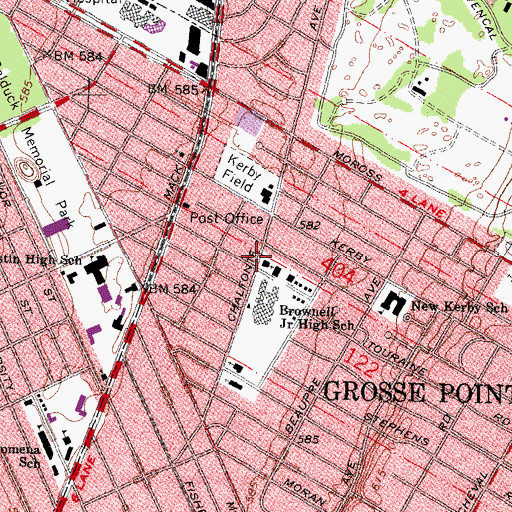Topographic Map of Grosse Pointe United Church, MI