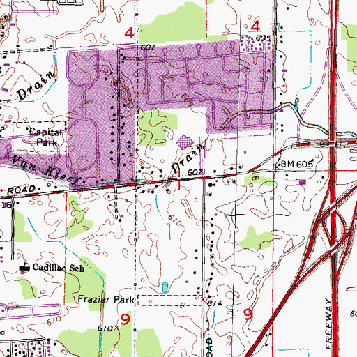 Topographic Map of Gudith Elementary School, MI