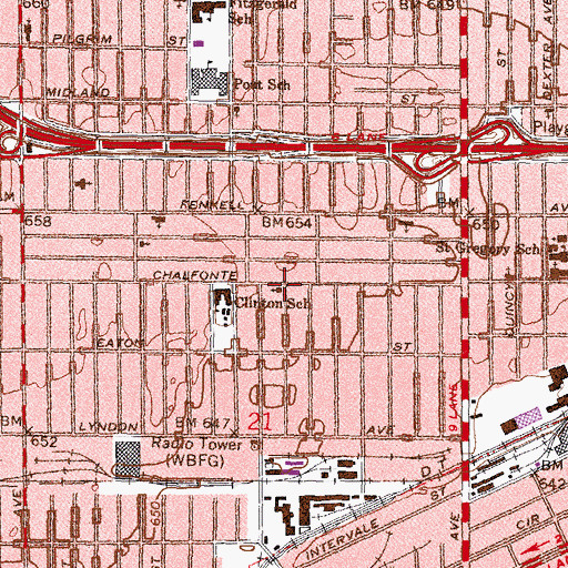 Topographic Map of Guiding Truth Missionary Baptist Church, MI