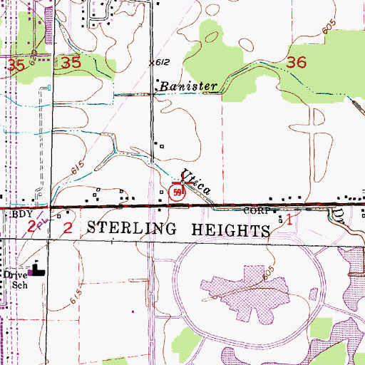 Topographic Map of Hall Road Crossing Shopping Center, MI