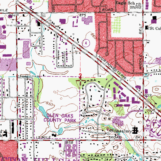 Topographic Map of Halsted Village Shopping Center, MI