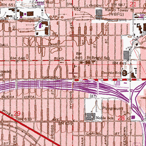 Topographic Map of Hamlett Temple Christian Methodist Episcopal Church, MI