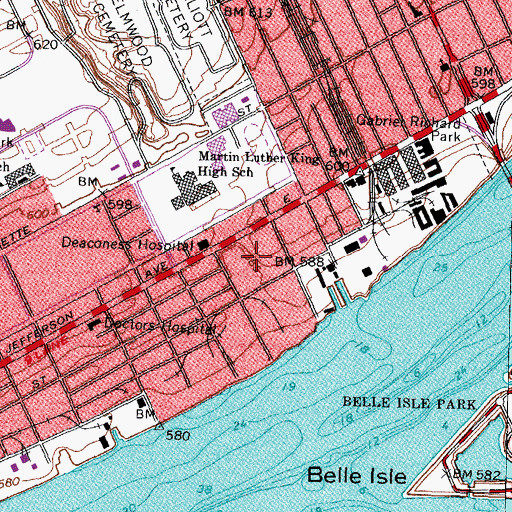 Topographic Map of Harbortown Shopping Center, MI