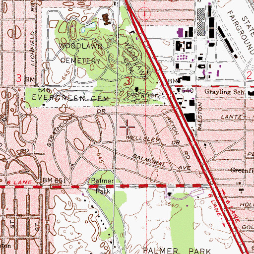 Topographic Map of Hartford Memorial Baptist Church, MI