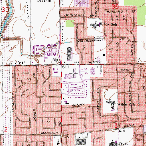 Topographic Map of Harvard Corners Shopping Center, MI