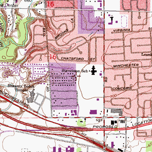 Topographic Map of Harvard Row Mall Shopping Center, MI