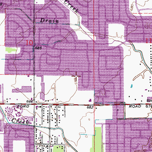 Topographic Map of Harvard Square Shopping Center, MI