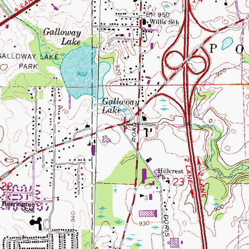 Topographic Map of Havenwyck School, MI
