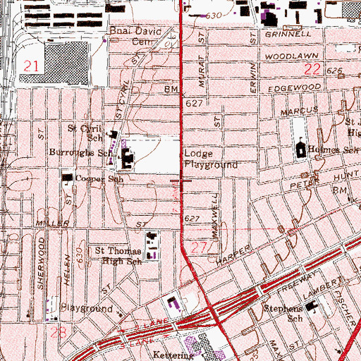 Topographic Map of Heavenly Light Missionary Baptist Church, MI