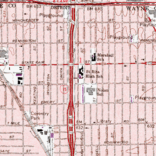 Topographic Map of Helen Field Learning Center, MI