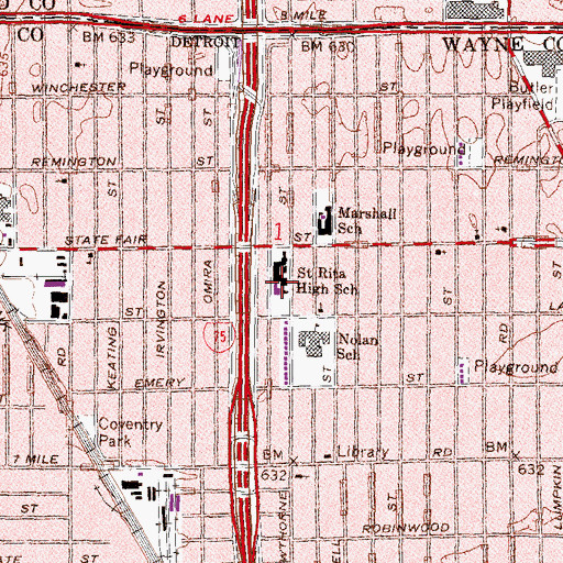 Topographic Map of Helen Field Learning Center, MI
