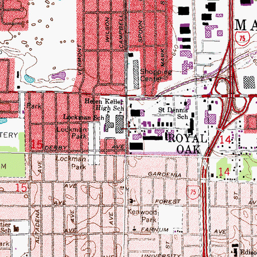 Topographic Map of Helen Keller Middle School, MI