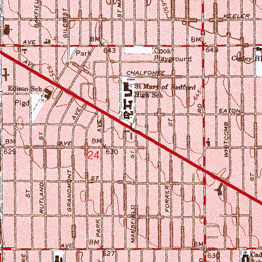 Topographic Map of Henry Chaney Library, MI