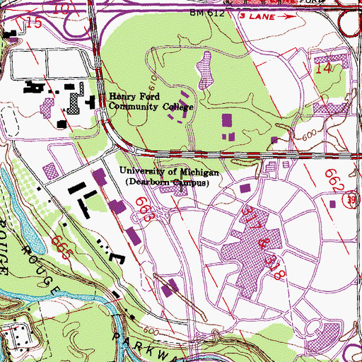Topographic Map of Henry Ford Medical Center - Dearborn, MI