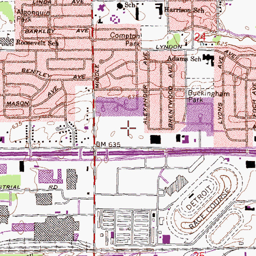 Topographic Map of Henry Ford Medical Center - Livonia, MI