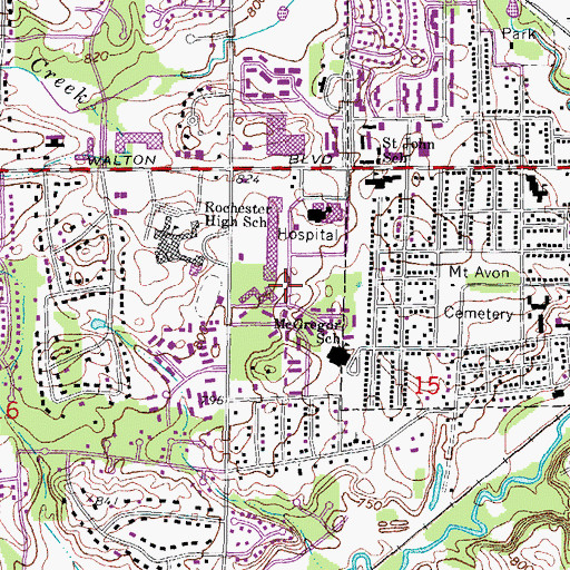 Topographic Map of Henry Ford Medical Center - Rochester, MI