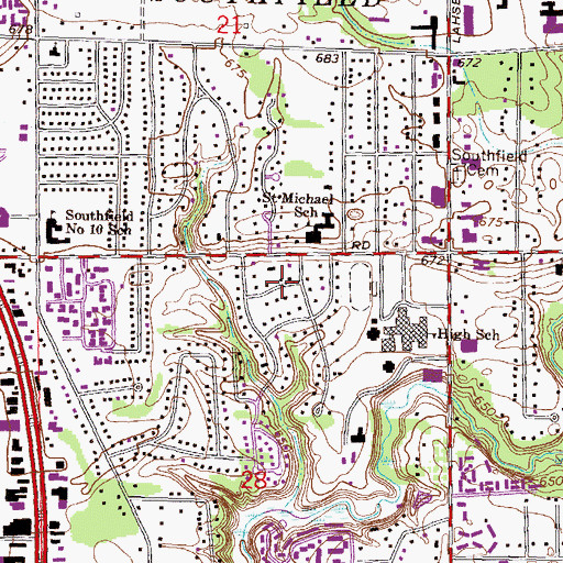 Topographic Map of Henry Ford Medical Center - Southfield, MI