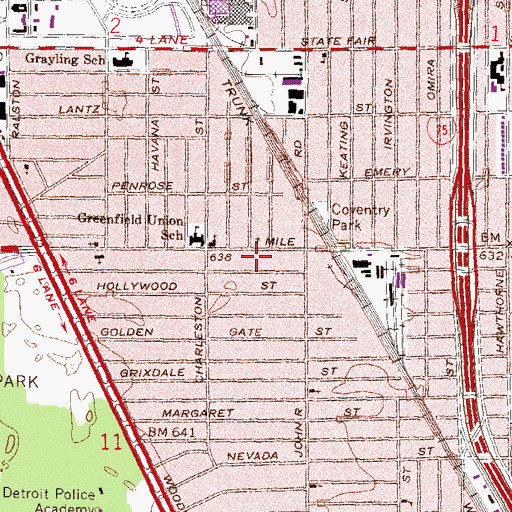 Topographic Map of Henry Ford Medical Center - State Fair, MI