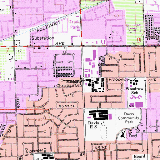 Topographic Map of Modesto Christian School, CA
