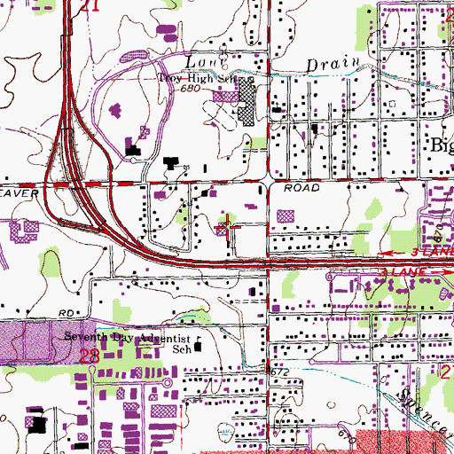 Topographic Map of Henry Ford Medical Center - Troy, MI