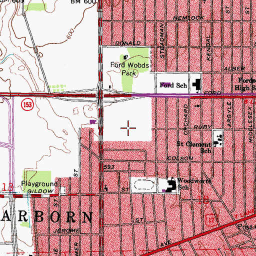 Topographic Map of Henry Ford Medical Center - Village Medical Center, MI