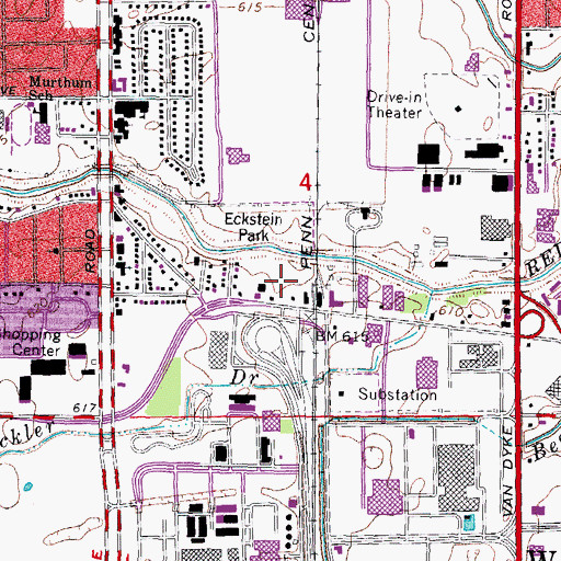 Topographic Map of Henry Ford Medical Center - Warren, MI
