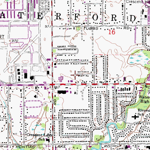 Topographic Map of Henry Ford Medical Center - Waterford, MI