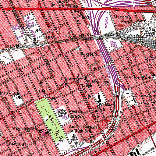 Topographic Map of Herbert Bowen Library, MI