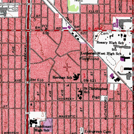 Topographic Map of Herman Gardens Regional Sports Center, MI