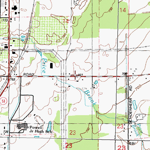 Topographic Map of Hevel Elementary School, MI