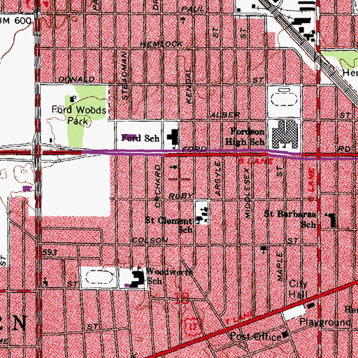Topographic Map of Hill Memorial Church, MI