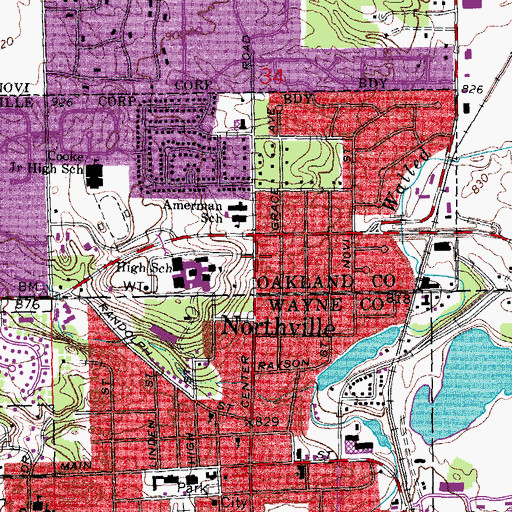 Topographic Map of Hillside Middle School, MI
