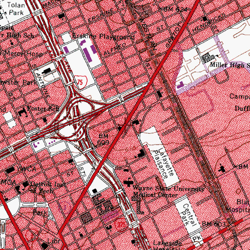 Topographic Map of Historic Trinity Lutheran Church, MI