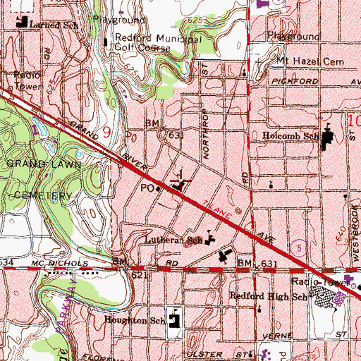 Topographic Map of Holcomb Cooperative School, MI
