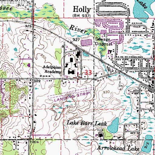 Topographic Map of Holly Academy, MI