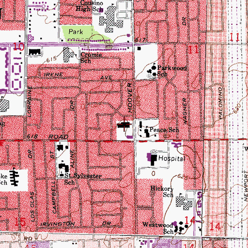 Topographic Map of Hoover-12 Shopping Center, MI