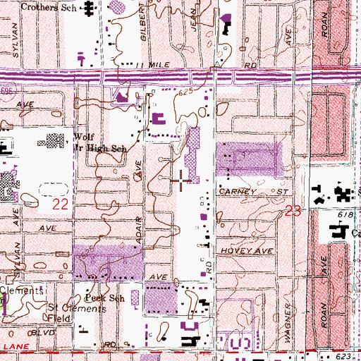 Topographic Map of Hoover-Eleven Shopping Center, MI
