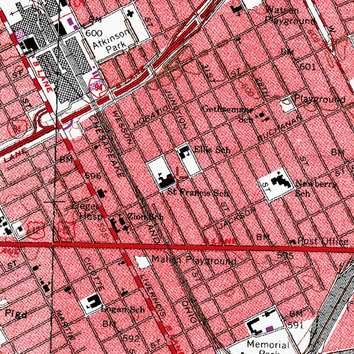 Topographic Map of Hope of Detroit Academy, MI