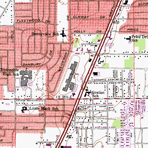 Topographic Map of 15-Gratiot Shopping Center, MI