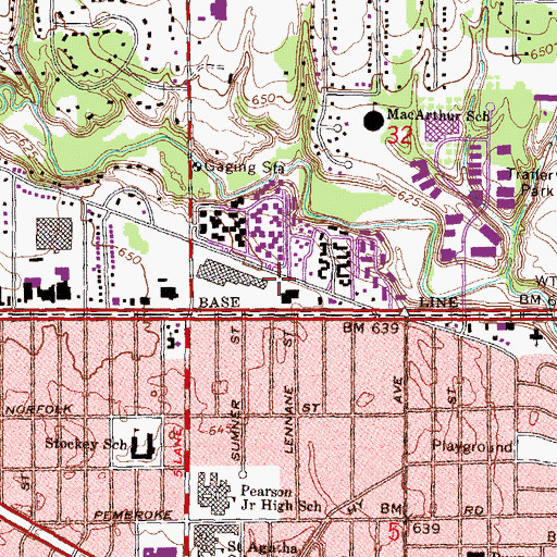 Topographic Map of 8 Mile-Beech Center Shopping Center, MI
