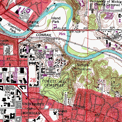 Topographic Map of A Alfred Taubman Center Practices Building, MI