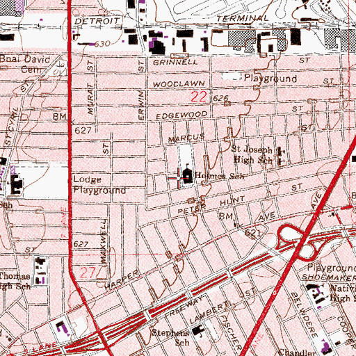 Topographic Map of A L Holmes Elementary School, MI